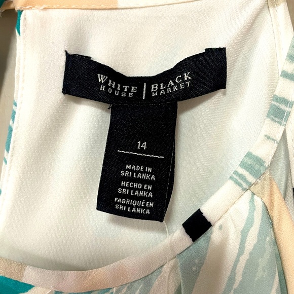 NWT White House Black Market White Teal Asymmetrical Stripe Maxi Dress Sz 14 - Picture 3 of 7